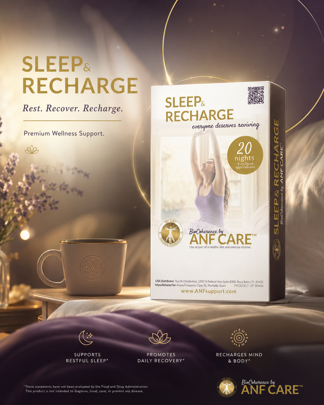 Sleep and Recharge — BioCoherence by ANF Support, 20 nights, 4 wellness applications