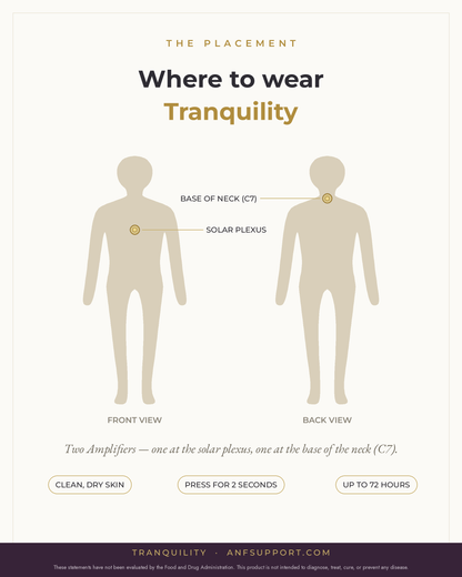Where to wear Tranquility — solar plexus and base of neck